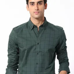 RARE RABBIT Men Walan Slim Fit Windowpane Check Cotton Shirt image 2