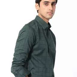 RARE RABBIT Men Walan Slim Fit Windowpane Check Cotton Shirt image 3