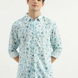 United Colors of Benetton Floral Printed Slim Fit Spread Collar Curved Casual Shirt-picture-22