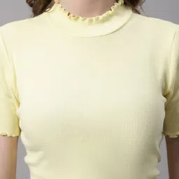 FBAR Pack Of 2 High Neck Bio-Wash Pure Cotton Fitted Crop Tops image 5