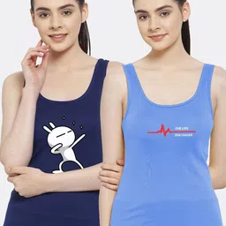 Friskers Pack of 2 Blue & Navy Blue Tank Tops-picture-41