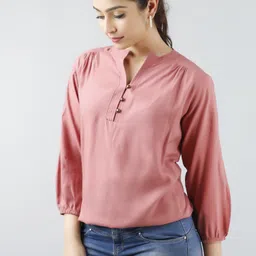 fab star Casual Regular Sleeves Printed Women Pink Top image 3
