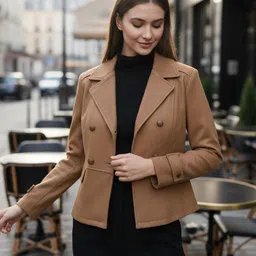 excent Wollen Solid Coat For Women image 3