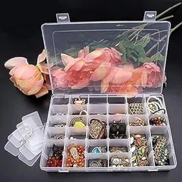 Jewellery Vanity Box 36 Grids Clear Plastic Storage Box Vanity Box (CLEAR) Storage Box-image-54