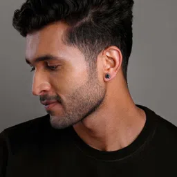 giva Black Rhodium Black Mighty Earrings For Him Zircon Sterling Silver Stud Earring image 2