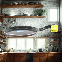 SIWAAN 0.2L Flat Fry Pan – 23cm Enamel Coated Tawa 26 cm diameter with Lid-picture-29