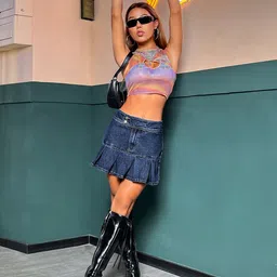 kotty Women Solid Regular Blue Skirt image 1