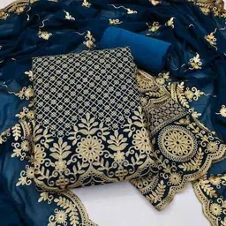 fusionvalley Unstitched Georgette Salwar Suit Material Embroidered image 5