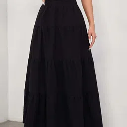 merrick Women Solid Regular Black Skirt image 4