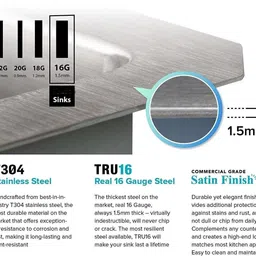 messina 304 HANDMADE KITCHEN SINK (24''x18''x10'') MATT FINISH SILVER WITH TAP Vessel Sink image 4