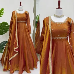 trendzly Pure Silk Stitched Anarkali Gown image 5
