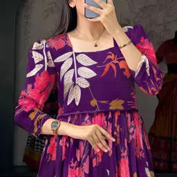 shreejaa enterprise Self Design Georgette Stitched Anarkali Gown image 3