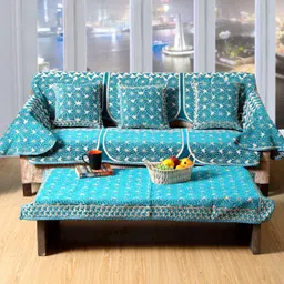 Velvet 3+1+1 Seater Sofa Floral Cover-image-1