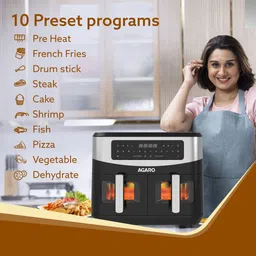 agaro 34029 Imperial Dual Basket Digital Air Fryer, (4.5L x 2), 10 Preset Cooking Modes Air Fryer image 3