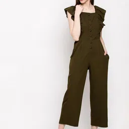 Slenor Square Neck Ruffled Basic Jumpsuit-image-0