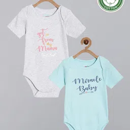 Broon Infant Girls Pack of 2 Grey & Green Printed Pure Organic Cotton Bodysuits-picture-24