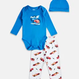Pantaloons Baby Infants Boys Printed Pure Cotton Bodysuit with Pyjama & Cap-picture-28