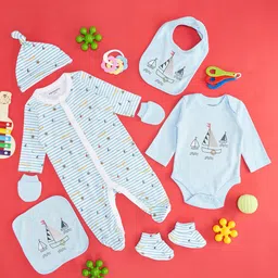 Pantaloons Baby Infant Kids 9-Pcs Pure Cotton Baby Apparel Gift Set-image-40