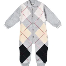 MiArcus Infant Kids Checked Polo Collar Sleepsuit-image-94