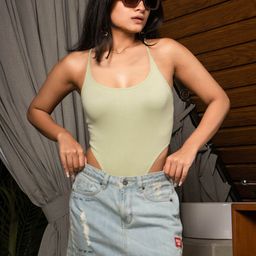 COLOR CAPITAL Shoulder Strap Ribbed Bodysuit-picture-48