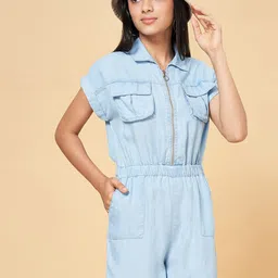 Coolsters by Pantaloons Girls Shirt Collar Denim Basic Jumpsuit-picture-30