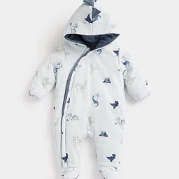mothercare Infants Conversational Printed Pure Cotton Hooded Sleepsuit-picture-44