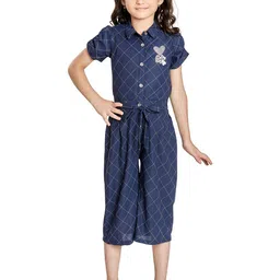 Peppermint Girls Checked Collared Neck Capri Jumpsuit-picture-33