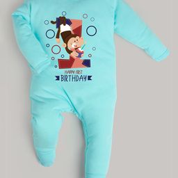 FFLIRTYGO Unisex Kids Turquoise Blue Printed Basic Jumpsuit-picture-23