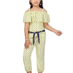 Aarika Girls Yellow & Navy Blue Off-Shoulder Printed Basic Jumpsuit-picture-34