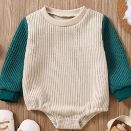 StyleCast Infants Girls Beige & Green Colourblocked Rompers-picture-34