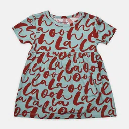 Softsens Girls Green Printed Bodysuit Dress-image-3