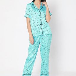 Smarty Pants Women Sea Green Floral Printed Night Suit-picture-16