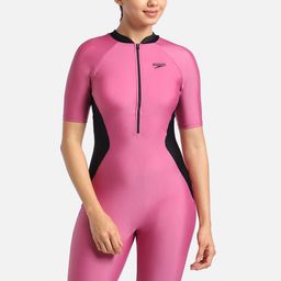 Speedo Colourblocked Mock Collar Medium Coverage Kneesuit Swimwear-picture-13