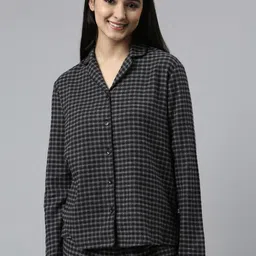 Enamor Women Black & White Checked Night suit-picture-17
