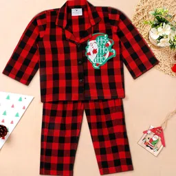 Little Musketeer Girls Checked Pure Cotton Night suit-picture-42