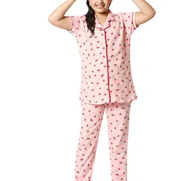 Zeyo Girls Pink & Red Printed Night suit-picture-39