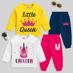 KUCHIPOO Girls Pack Of 2 Typography Printed Night Suit-picture-33