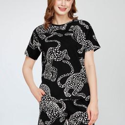 Zeyo Round Neck Short Sleeves Printed Pure Cotton Night suit-picture-6