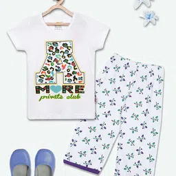 SINI MINI Girls 2 Pieces Floral Printed Pure Cotton Night Suit-picture-31