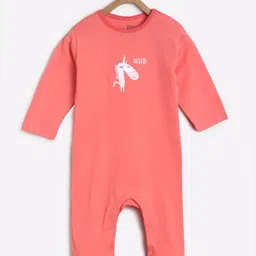 MINI KLUB Unisex Infants Set of 2 Coral Red & White Printed Sleepsuit-picture-49
