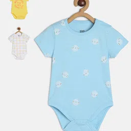 MINI KLUB Infant Boys Pack Of 3 Self-Designed Cotton Bodysuit-picture-27