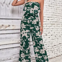 StyleCast Green Off-Shoulder Printed Basic Jumpsuit image 4