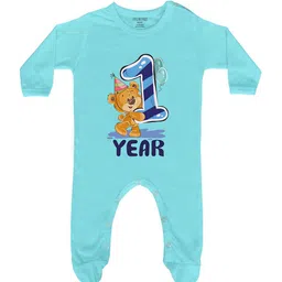 FFLIRTYGO Kids Turquoise Blue & Blue Printed Basic Jumpsuit image 2