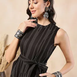 Anouk Printed Waist Tie-Ups Pure Cotton Basic Jumpsuit image 3