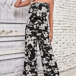 StyleCast Black Strapless Printed Basic Jumpsuit image 2