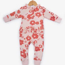 Creative Kids Infant Organic Cotton Floral Rompers With Head Band image 3