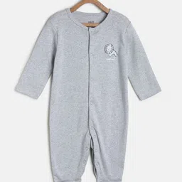 MINI KLUB Infant Boys Green & Grey Pack Of 2 Solid Pure Cotton Sleepsuit image 3