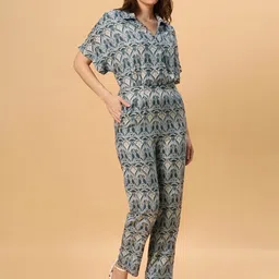 DressBerry Grey Ethnic Motif Printed Basic Jumpsuit image 3