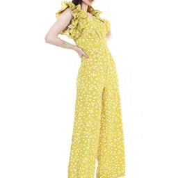 TSM Polka Dots Printed V-Neck Flutter Sleeve Ruffled Basic Jumpsuit image 5
