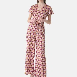 Kazo Printed Waist Tie-Up Basic Jumpsuit image 4
